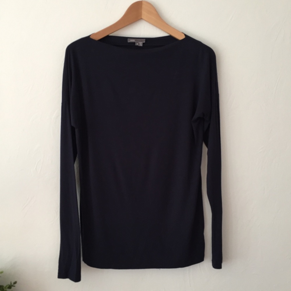 Vince Navy Modal Long Sleeve Tee